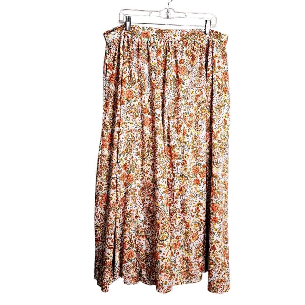 Versona maxi skirt multicolor paisley floral pull on Boho Cottagecore XL